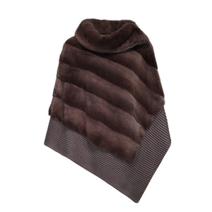 MARGHERITA PONCHO WITH CASHMERE SILK BOTTOM IN LIGHT BROWN
